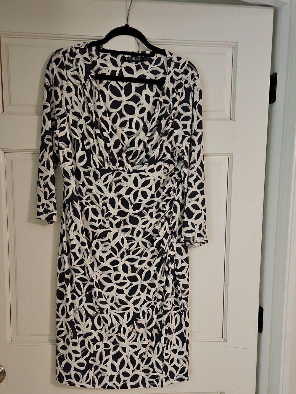 Lauren Ralph Lauren Black & White Printed Wrap Dress
